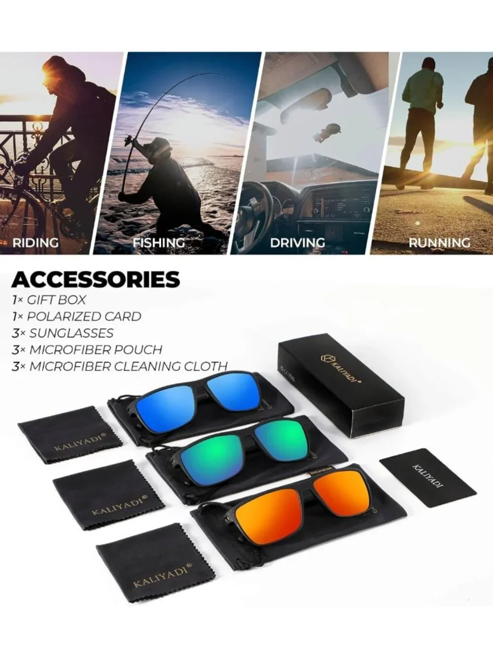 Lightweight Polarized Sunglasses for Men | UV Protection for Driving, Fishing